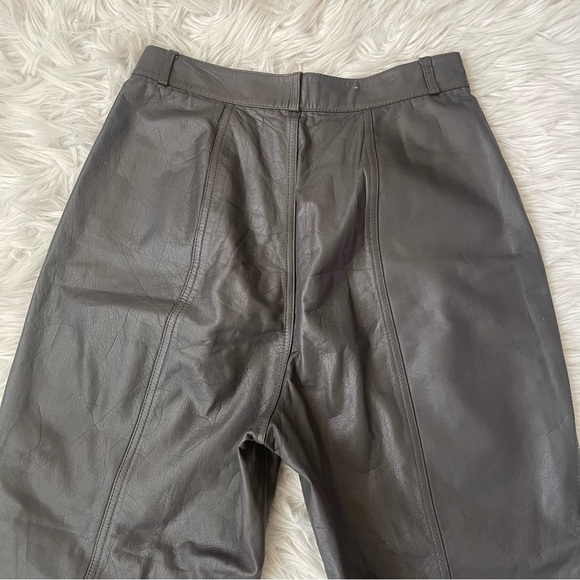 VINTAGE 100% Leather High Waist Pleat front Trousers Toffs - Picture 11 of 12